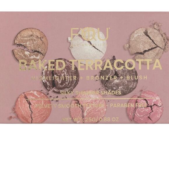 FYORU Baked Terracotta Palette 8 Warm Shimmery Shades Blush Bronzer Highlighter - Picture 8 of 9